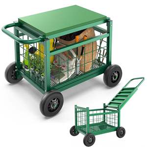 Heavy Duty Garden Rolling Work Seat <b>Cart</b> Mobile Wheeled <b>Gardening</b> Stool with Tool Storage for Backyard Planting - Product Image 2