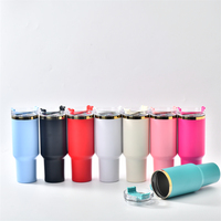 RTS Gobelet isotherme 40 oz en acier inoxydable, revêtement poudré, avec poignée et couvercle à paille, pour sublimation, compatible voiture