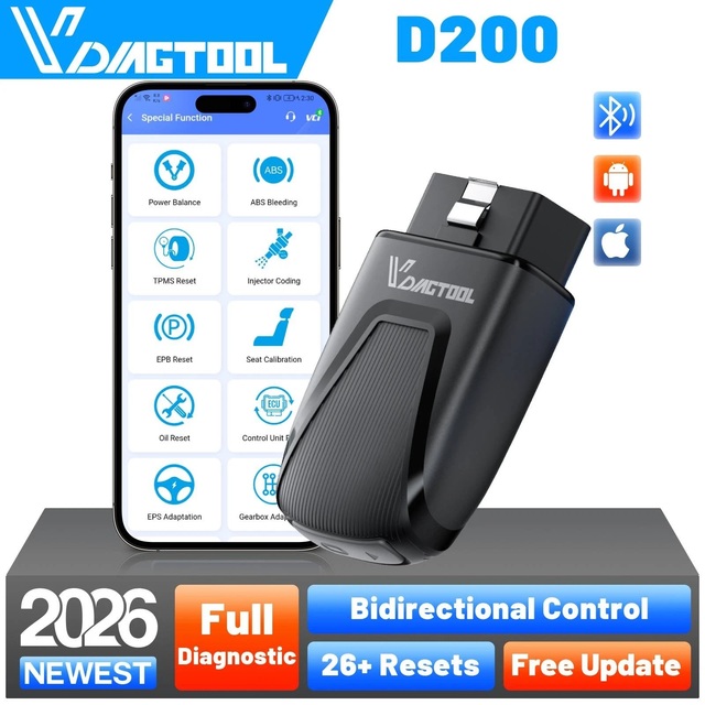 Lifetime Free Update Scanner Obd2 Latest Full System Universal Car Diagnostic Scanning Tool with 26+ Reset VDIAGTOOL D200