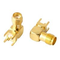 Adaptateur coaxial plaqué or de connecteur RF de montage sur PCB à angle droit de haute qualité
