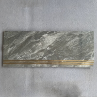 Carreaux de sol en porcelaine polie effet marbre gris doré antidérapants pour villa, intérieur de luxe, 470x1200mm, avec bord doré poli