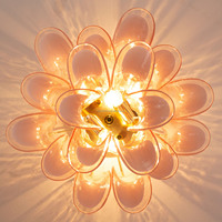Plafonnier en verre soufflé à la main, style trompette rose-blanc, médiéval français, électroplaqué vintage, pour chambre, villa, décoration intérieure