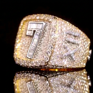 Nouvelle conception de bijoux de luxe hip-hop en argent plaqué or 18 carats, bagues ovales serties de diamants VVS certifiés IGI, pour hommes, style Black-Tie - Product Image 1