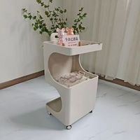 Chariot de rangement pliable moderne à 4 roues en bois de haute qualité pour salon de beauté, maquillage et coiffure