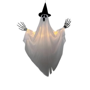 Halloween Hanging Ghost Ornament With Witch <b>Hat</b> LED Light Skeleton Hands For Yard Patio Party Scene Decoration - Product Image 6