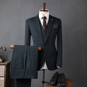 Costume 3 pièces slim à carreaux <span class=keywords><strong>anglais</strong></span> pour <span class=keywords><strong>homme</strong></span>, veste <span class=keywords><strong>blazer</strong></span> pour mariage, marié et affaires décontractées, <span class=keywords><strong>blazer</strong></span> formel grande taille pour <span class=keywords><strong>homme</strong></span> - Product Image 1