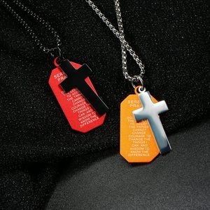 Medagliette per cani in alluminio cristiano religioso colorato <span class=keywords><strong>argento</strong></span> oro nero buona fortuna collana con ciondoli a croce in acciaio inossidabile per uomo - Product Image 4