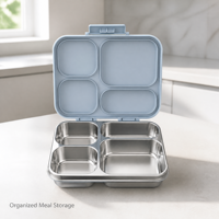 Boîte à lunch isotherme en acier inoxydable sans BPA de haute qualité à 3 compartiments avec couvercle en Tritan, prix d'usine pour le bureau quotidien et les nouveau-nés