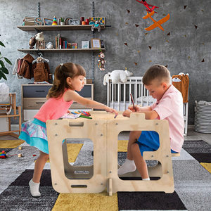 Ayarlanabilir yükseklik emniyet bambu Montessori çocuklar katlanabilir yürümeye başlayan kule plastik katı ahşap yardım kulesi öğrenme kulesi - Product Image 6