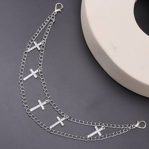 Double Layered Rhinestone Cross Shoe <b>Chain</b> Metal Decor For Martin <b>Boots</b> Casual Fashion Accessory - Product Image 3