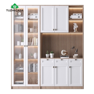 Custom European White Glass Door Book <strong>Shelf</strong> Wooden <strong>French</strong> Bookshelf Bookcases - Product Image 2