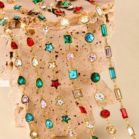 Bracelet et collier en acier inoxydable plaqué or 18 carats PVD, avec chaîne en bambou, cristaux étanches et accessoires de bijoux DIY colorés