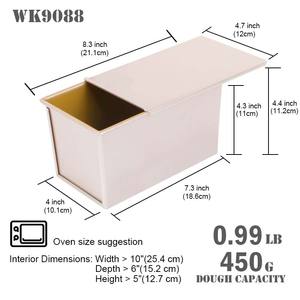 Boîte à pain rectangulaire antiadhésive avec <span class=keywords><strong>couvercle</strong></span>, capacité de la pâte de 0,99 lb, <span class=keywords><strong>four</strong></span> <span class=keywords><strong>plat</strong></span>, cuisson au <span class=keywords><strong>four</strong></span> fait à la main - Product Image 3