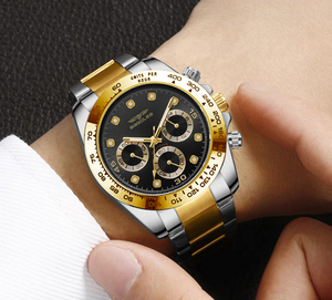 Reloj de pulsera deportivo de cuarzo para hombre, personalizado OEM 2926 con logotipo, fase lunar, aleación de lujo, luminoso, números arábigos, cronógrafo, resistente al agua 3BAR - Product Image 1
