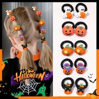 Ensemble d'élastiques et de bandeaux pour cheveux en résine, motif dessin animé mignon de citrouille et fantôme d'Halloween, pour filles