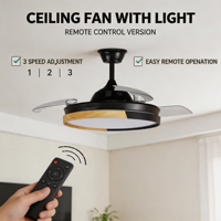 Kipas Angin Plafon LED Modern Mewah untuk Dekorasi Ruang Tamu Hotel 42 Inci Dapat Ditarik dengan Remote Kontrol