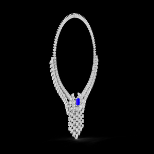 Collier de mariée en argent 925 plaqué or rose avec saphir et chaîne à maillons en diamant de laboratoire pour mariage et anniversaire - Product Image 4