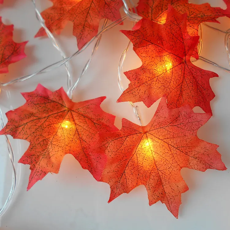 Guirlande lumineuse en feuilles d'érable à lumière Led, 1.5M, 3M, 20 lumières, féerique, pour noël, automne, décoration Festive, DIY, Halloween