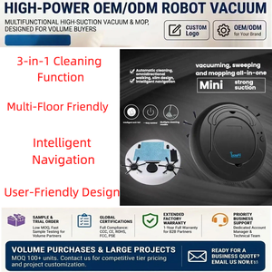 <span class=keywords><strong>Robot</strong></span> <span class=keywords><strong>Aspirateur</strong></span> Intelligent 3-en-1 Portable à Chargement USB Nettoyeur de Sols Automatique Autonomie de 80 Minutes Approvisionnement Économique - Product Image 2
