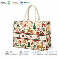 Sac fourre-tout en toile personnalisé grande capacité avec logo imprimé, motif floral, pour femme, idéal pour la publicité et les cadeaux