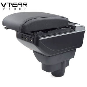 Vtear para Opel <span class=keywords><strong>Corsa</strong></span> reposabrazos interfaz USB caja de almacenamiento hilo rojo coche del cuero de la PU-estilo brazo resto interior accesorios 11-13 - Product Image 3