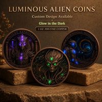 Koin Tembaga Murni 999 1 oz Seri Alien Berwarna Efek Cahaya High-Relief  Dunia Semesta Warna-warni Edisi Kolektor Koin Tembaga