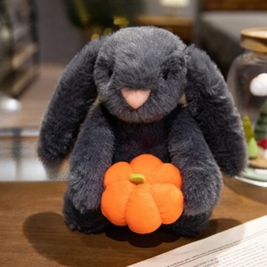 Venta al por mayor de lindos muñecos de peluche de oso calabaza de Halloween, animales de peluche suaves, juguetes de conejo negro, regalo para fiestas, OEM - Product Image 3