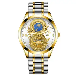 FNGEEN S999 뜨거운 판매 골드 소년 석영 시계 공식 스틸 스트랩 방수 달력 낮은 moq 비즈니스 손목 시계