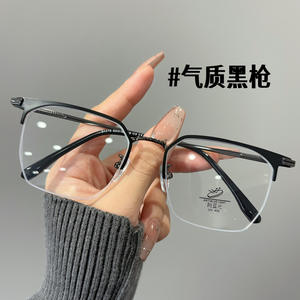 Gafas ultraligeras con montura cuadrada y medio aro para hombre, lentes ópticas para miopía, lentes de PC negras, puente nasal estándar, 31275 - Product Image 4