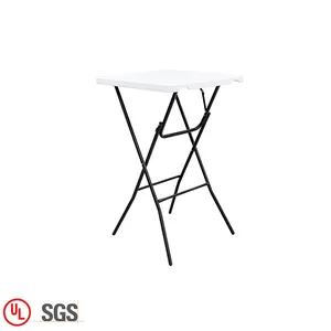 Restaurant Cocktail 4 Seater Plastic Height Table White Square Outdoor Folding Bar Table