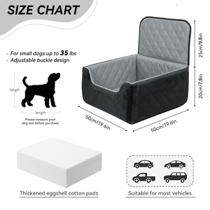 Funda de asiento de coche para mascotas con cama de espuma para perros de tamaño mediano y grande, extraíble, lavable, diseño acolchado negro, para usar en las cuatro estaciones. - Product Image 3