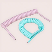 Kabel Data Tembaga Bebas Oksigen Desain Spiral Hijau Kuning Oranye untuk Keyboard dan Mouse