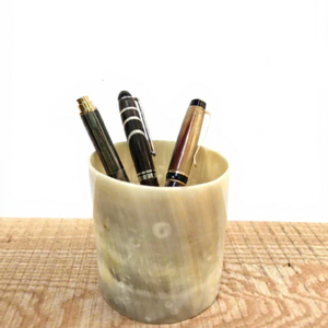 Handmade Buffalo Horn <b>Pen</b> Holder Round Natural Craft Decorative Desk Accessory Antique Imitation Polished Durable - Product Image 1