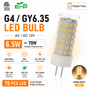 High lighting light <b>bulb</b> 6.5W AC/DC12V Ceramic+PC Cover No Flicker Eye protection High Brightness G4/GY6.35 LED Lamp - Product Image 1