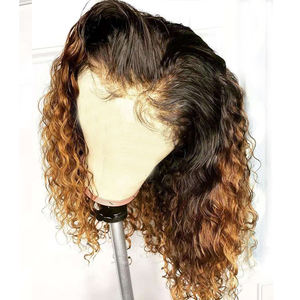 Perruques Full Lace wig brésiliennes naturelles, cheveux vierges bouclés, sans colle, pre-plucked, ombré T1B/30, pour femmes - Product Image 4