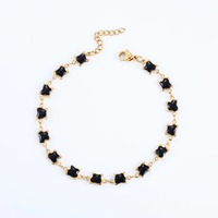 Bracelet en acier inoxydable de 6 mm, tendance, avec perles en émail noir en forme d'œil de papillon, bijoux cadeaux pour hommes et femmes