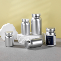 En stock – Bouteille en plastique PET argentée pour pilules, capsules, vitamines, bonbons, chewing-gum, compléments alimentaires avec bouchon à vis