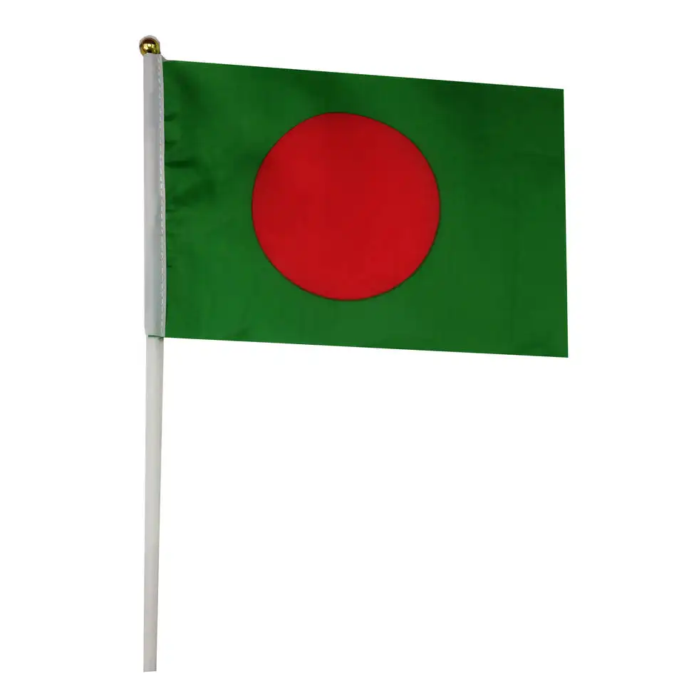 Best Verkopende Custom Print Mini Kleine Stok Zwaaiende Vlag Bangladeshi Vlag 14X21Cm Bangladesh Hand Vastgehouden Vlag