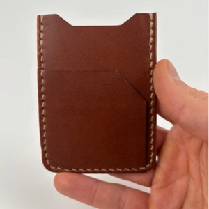 Vintage Short Genuine Leather <b>Wallet</b> with Thread Pattern Open Closure Cotton Lining Anti-Theft Unisex Slim Design - Product Image 6