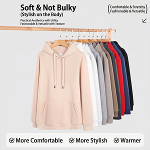 400G hooded cashmere <b>hoodie</b>, loose top <b>for</b> men and <b>women</b>, new autumn and winter style, laid-back and versatile, long-sleeved pul - Product Image 2