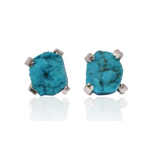 Boucles d'oreilles fines faites à la main Malachite verte naturelle Pierre précieuse Belles bijoux pour femmes-Vente en gros - Product Image 4