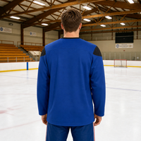 Seragam Hoki Es Tim Dewasa Custom LOGO OEM ODM Grosir, Jersey Latihan Hoki Es Polyester dengan Cetak Heat-Transfer