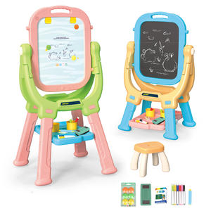Juguete Educativo para Niños, Pizarra de Dibujo 3 en 1 con Silla, Lápices de Colores y Tiza - Product Image 1