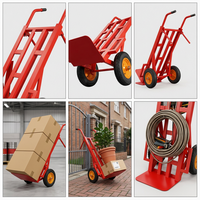 Chariot à main pliable robuste à quatre roues, chariot industriel en acier durable, roues pneumatiques de 10 pouces, OEM, logistique, transport en entrepôt