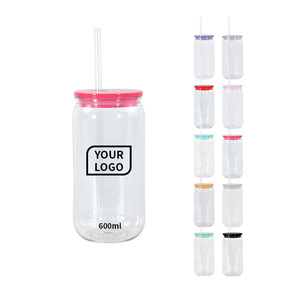 Vente en gros de gobelet de 16oz en forme de canette de bière sans BPA, canette en <span class=keywords><strong>verre</strong></span> de bière transparent en plastique acrylique avec couvercle coloré - Product Image 2