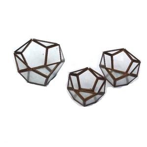 Venta caliente estilo diamante latón antiguo acabado latón y vidrio linterna votiva cajas geométricas decoración del hogar en precio al por mayor - Product Image 1