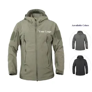 Özel logo erkek taktik SoftshellJacket kapşonlu polar astarlı su dayanıklı kış yürüyüş ceketler erkek Softshell ceket