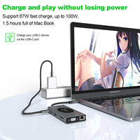 Hub USB-C 15 en 1 para Laptop, con Carga Inalámbrica, HD-MI, VGA, USB 3.0, USB 2.0, SD, TF, RJ45, Adaptador USB de 10W, AUDIO 3.5 de 100W, Caja Incluida