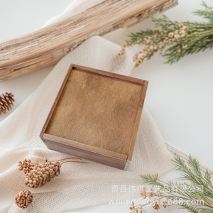 Boîte de rangement en bois massif rectangulaire 20x20x10cm, boîte à bijoux avec tiroir, emballage cadeau - Product Image 3
