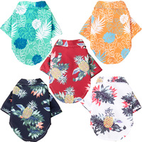 Vêtements pour chiens, chemise hawaïenne en polyester imprimée avec des palmiers, vente en gros pour animaux de compagnie de petite/moyenne taille comme les Teddy, Shiba Inu